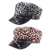 Harajuku Rivet Leopard Hat Punk Flat Top Cap Fashion Y2k Beret Hat  for Women