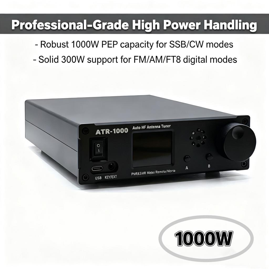 AMNVOLT ATR1000 1000W 1.8-30MHz Automatic Antenna Tuner 3 Modes Full Waveband Radio Receiver Mini Radio Equipment For YAESU ICOM