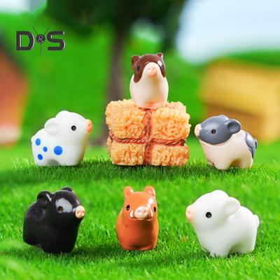 6 Adet Mini Domuz Figür Reçine Minyatür Domuz Süsü Saksı Dekoru Çizgi Film Mini Domuz Heykeli Yosun Mikro Peyzajı Peri Bahçesi Aksesuarları için
