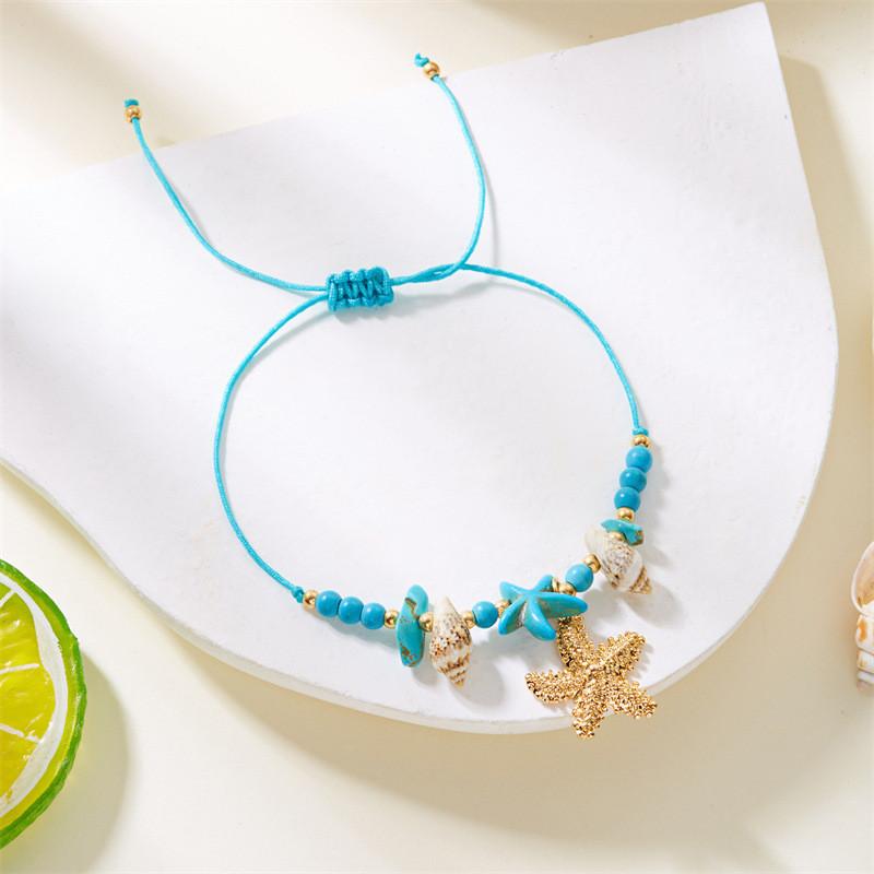Bohemian Starfish Shell Beaded Bracelet With Electroplated Zinc Alloy For Summer Beach Vacation Gift