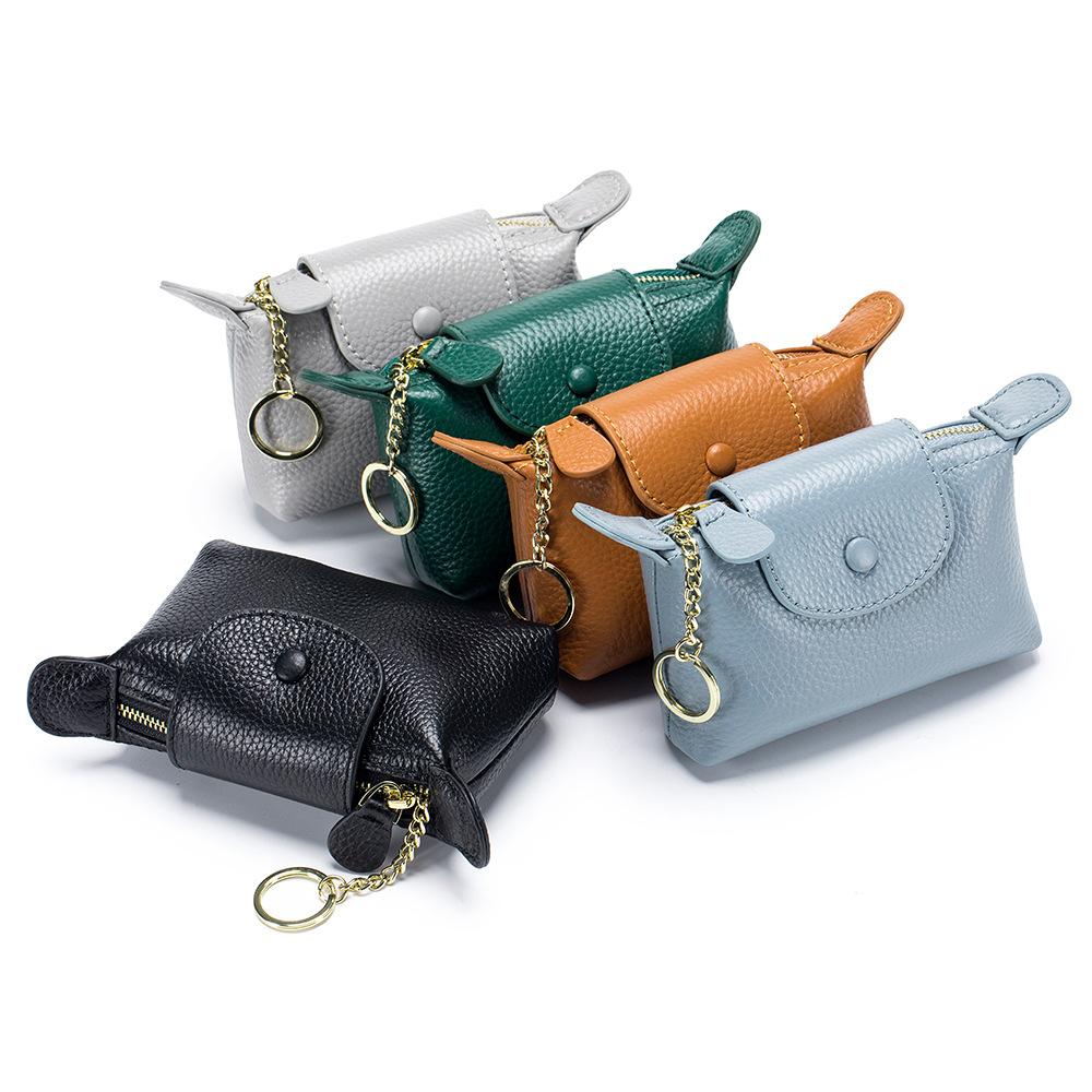 New Women's Small Change Bag, Exquisite Mini Storage Bag, First Layer Cowhide Hand Coin Bag, Large Capacity