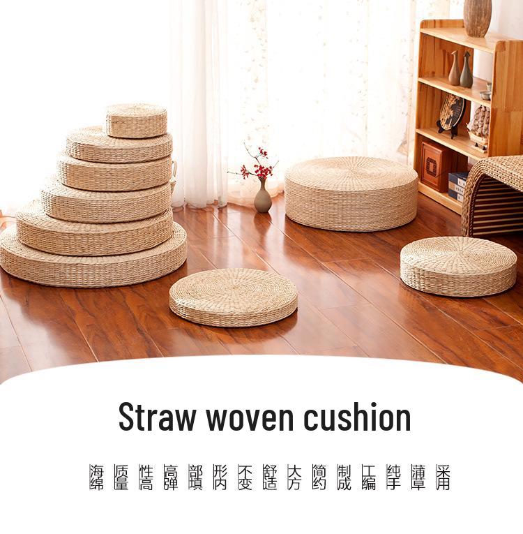 Thickened Straw Braided Tatami Meditation Cushion - Round Kneeling Pad & Zafu Stool