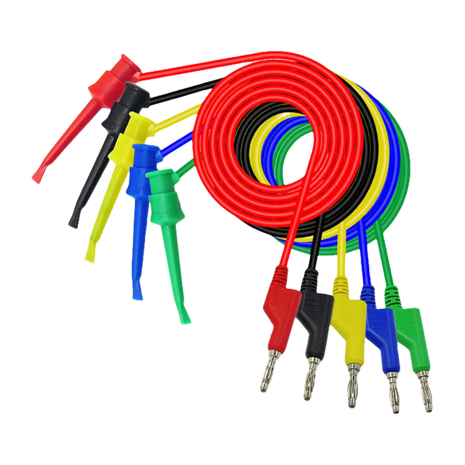 

5 шт. 4 мм банановых штекеров из чистой меди, тестовые провода с изолированной защитой, разноцветные провода для лабораторного оборудования и электроники C