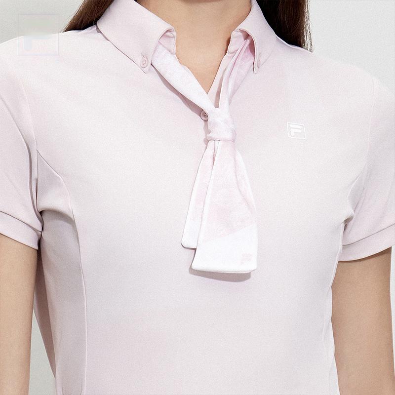 Fila Golf Knitted Short Sleeve Polo Shirt Women Tops White A11W325125F-WT