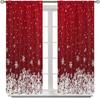 Christmas Curtains Red White Snowflakes Xmas Merry New Year Winter Holiday Party Decor Window Drapery Treatments Curtain Made Of Polyester