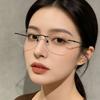 For Women with Myopia Can Be Matched with Degree Flat Glasses, Small Frame, High Intelligence, Pure Desire, Plain Face, Gold Silk Glasses Frame.