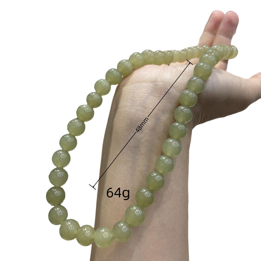 New Chinese Retro Natural Stone Beaded Necklace Female Niche High-End Green Jade 10Mm Xiaohongshu Jewelry