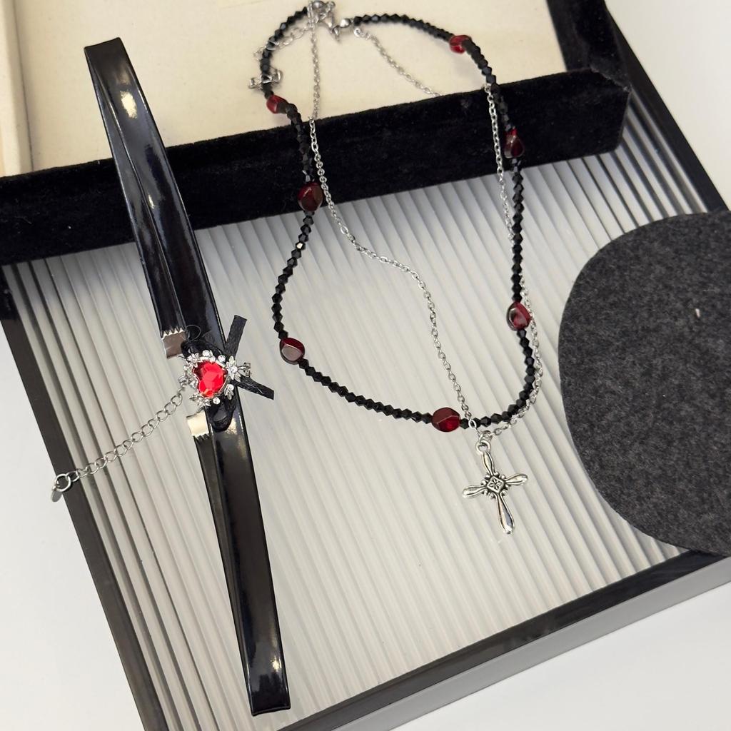 Gothic Cross Leather Choker: Sweet and Cool Clavicle Necklace for Her