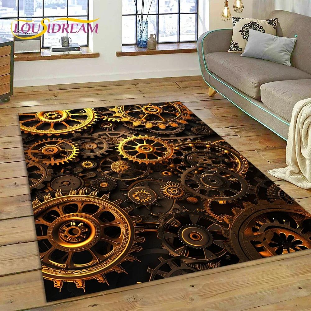 3D mechanické ozubené kola Gears Steampunk Koberec Koberec do obývacího pokoje Ložnice Dekor, podlahová rohož Protiskluzová dekorace na pohovku Rohožka Dárky