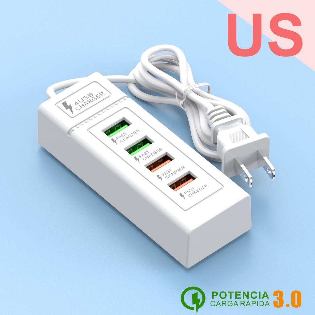 3.1A 4 Ports USB Travel Charger Fast Charging PD Wall Charger For iPhone 16 15 Samsung Xiaomi Mobile EU/US Plug Charging Adapter