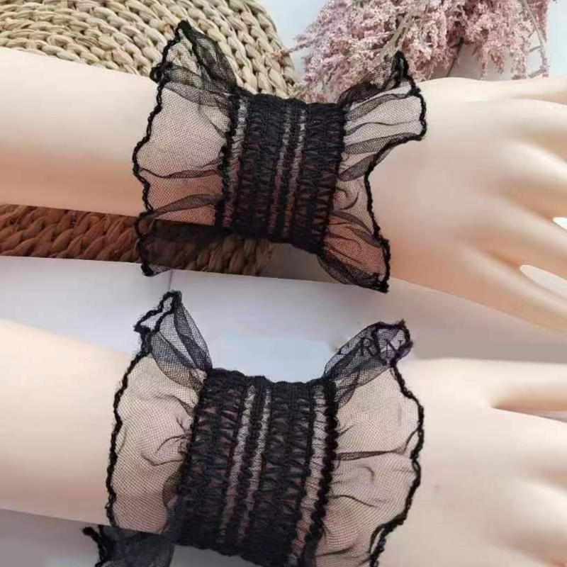Cosplay Maid Elastic Decorative Wrist Cuffs All-match Detachable Cuffs for Girls