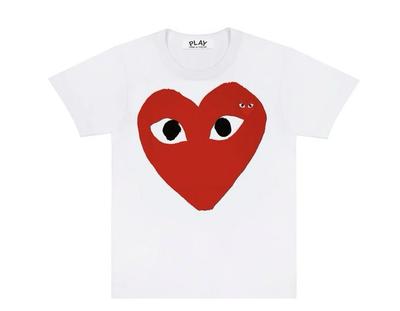 Comme Des Garcons CDG Play Red Heart T-Shirt White Authentic 100% Cotton ($123) Unisex T-Shirt