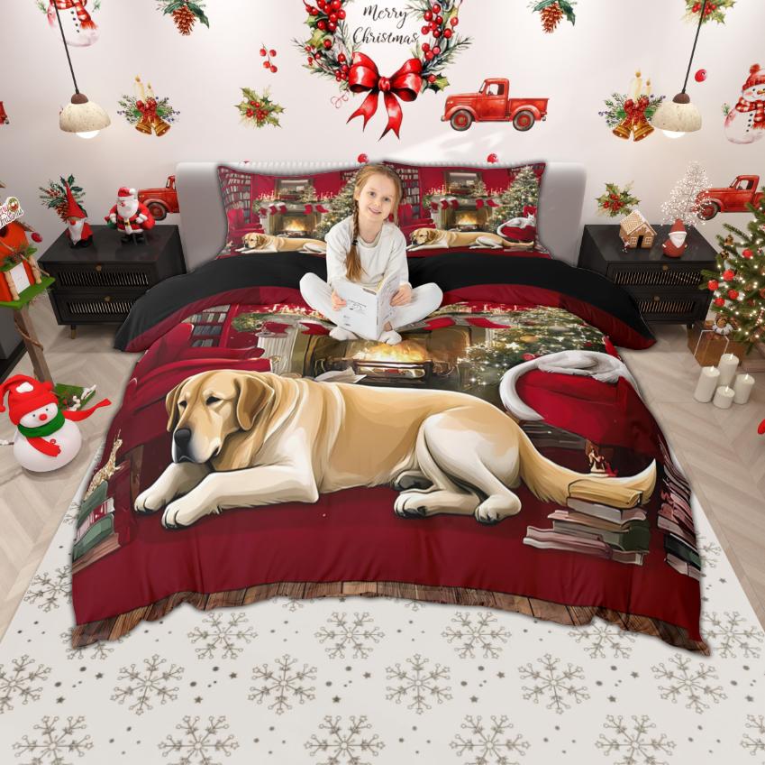 Homewish Veselé Vánoce Sada povlaku na přikrývku 2ks/3ks, Dětské dárky k šťastnému novému roku Ložní prádlo, Vánoční sada povlaku na přikrývku Santa Claus