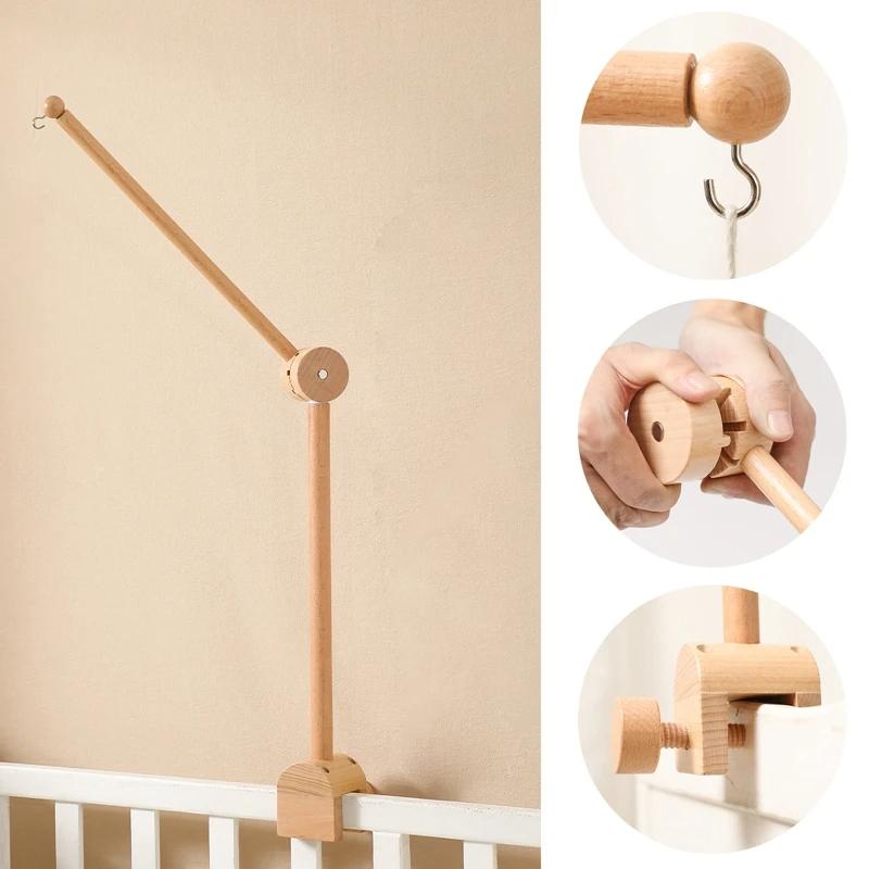 Krippenmobile Drehbare Spieluhr mit Liedern Motor Zubehör Anhänger Spielzeug 0 12 Monate Babybett Hängendes Glockenspiel Spielzeug Kinderzimmer spielt Holzmaserung