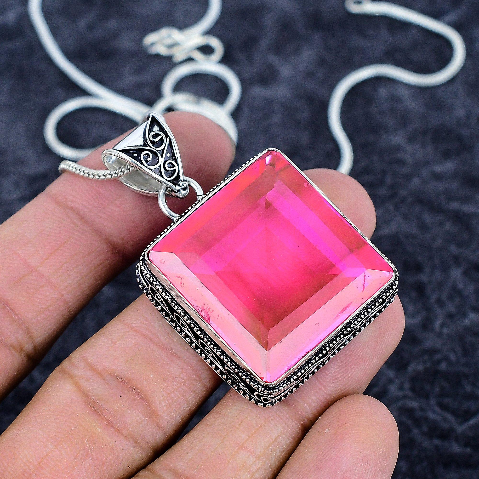 

Pink Kunzite Gemstone Handmade 925 Sterling Silver Jewelry Pendant 1.93 M-3221