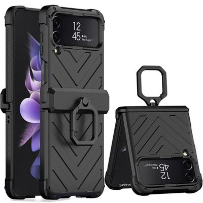 Stoßfest Harte Rüstung Fall Ring Halterung Für Samsung Galaxy Z Flip 4 5g Fall Magnetische Scharnier Abdeckung Für Samsung Z Flip4 Stand Fall