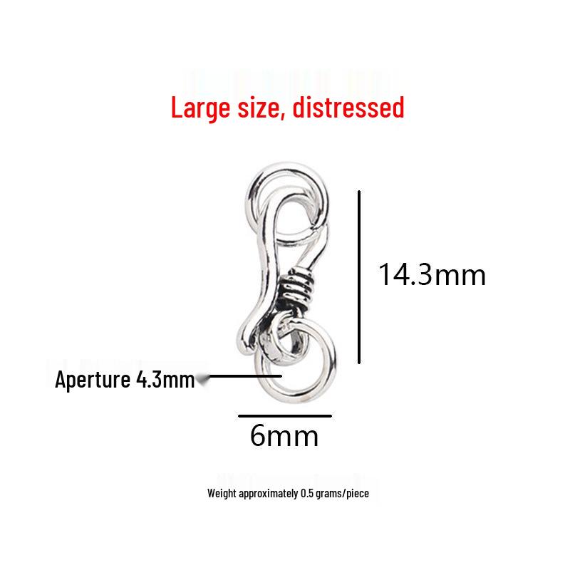 S925 Sterling Silver Fish Hook Clasp for Jewelry Making - Retro Bead Stringing & Necklace DIY Accessories