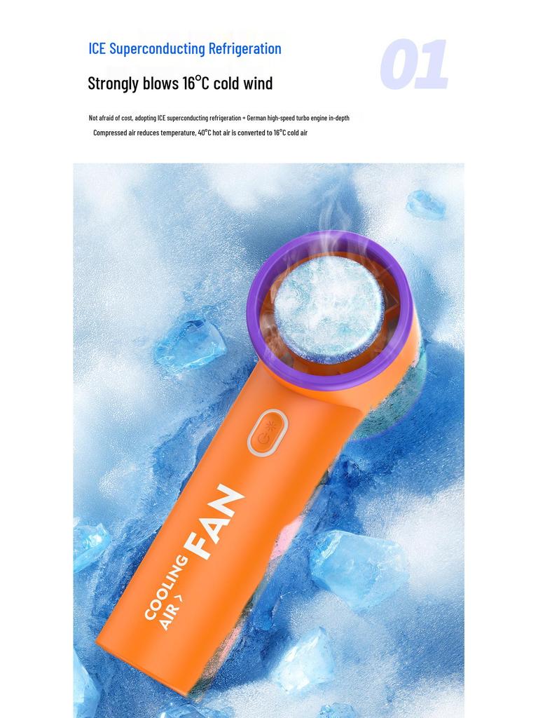 T20 Portable Handheld Fan - USB Rechargeable, Long Battery, Strong Wind, Mini Turbine Design