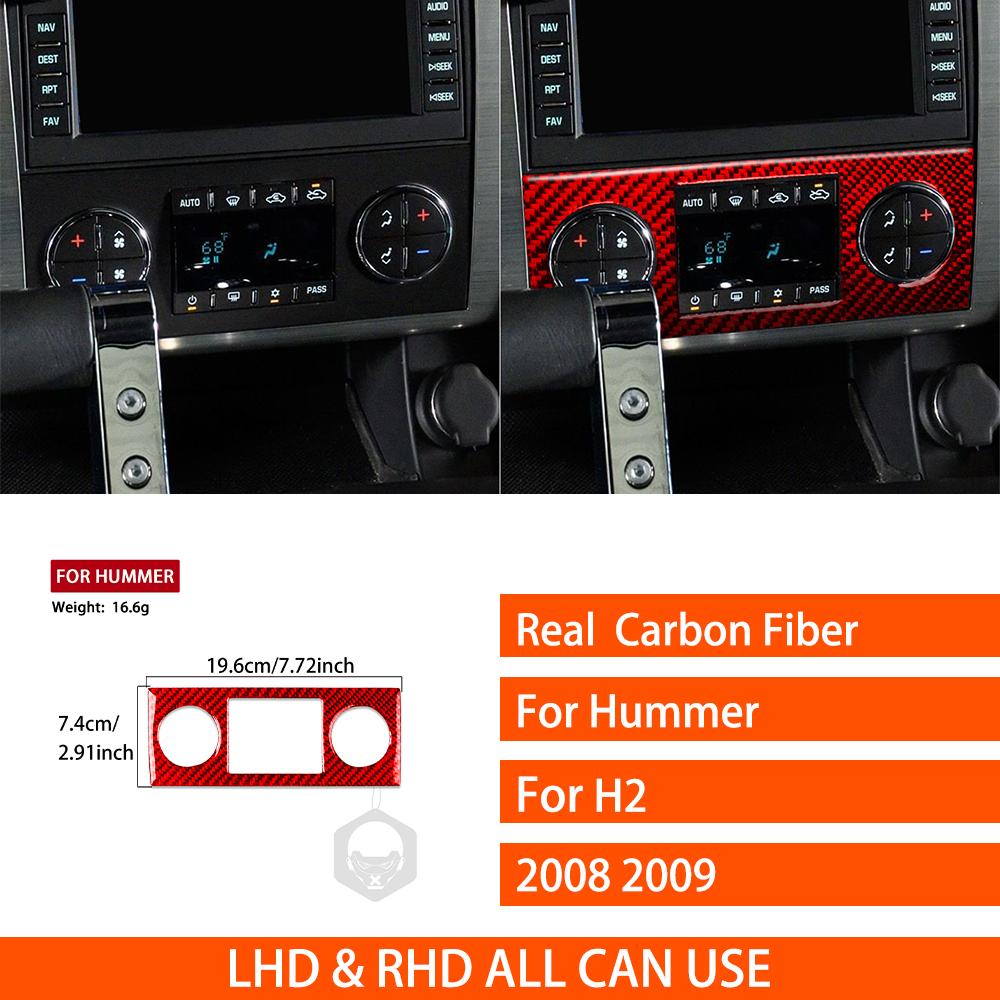 For Hummer H2 2008 2009 Real Carbon Fiber Stickers Central Air Conditioner Adjustment Panel Car Accessories Interior Decorative