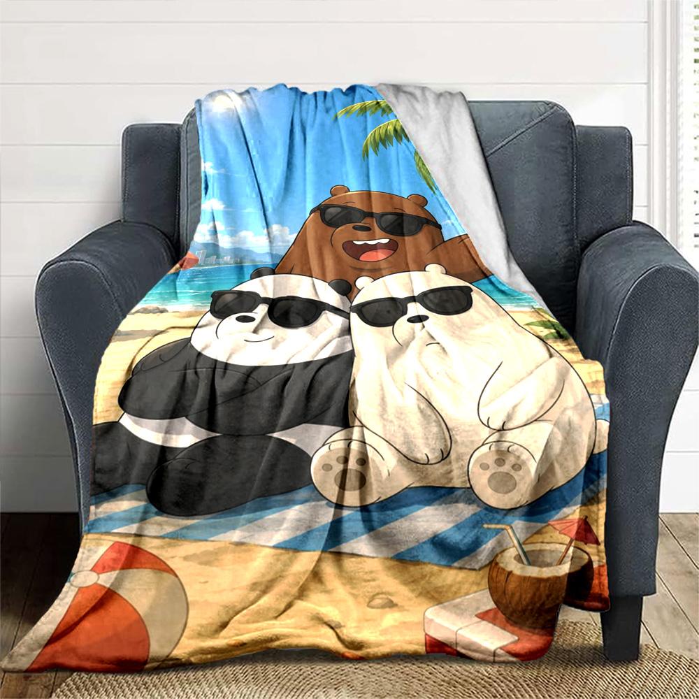 We Bare Bears Print Flannel Blanket High Quality Warm Comfortable Cover for All Seasons Perfect for Gifts Home Decor
