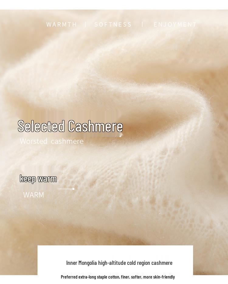 Women's 100% Pure Cashmere Hollow Design Neck Warmer - Solid Color, Early Autumn Style, Outdoor Cold Protection, Knitted Gaiter.