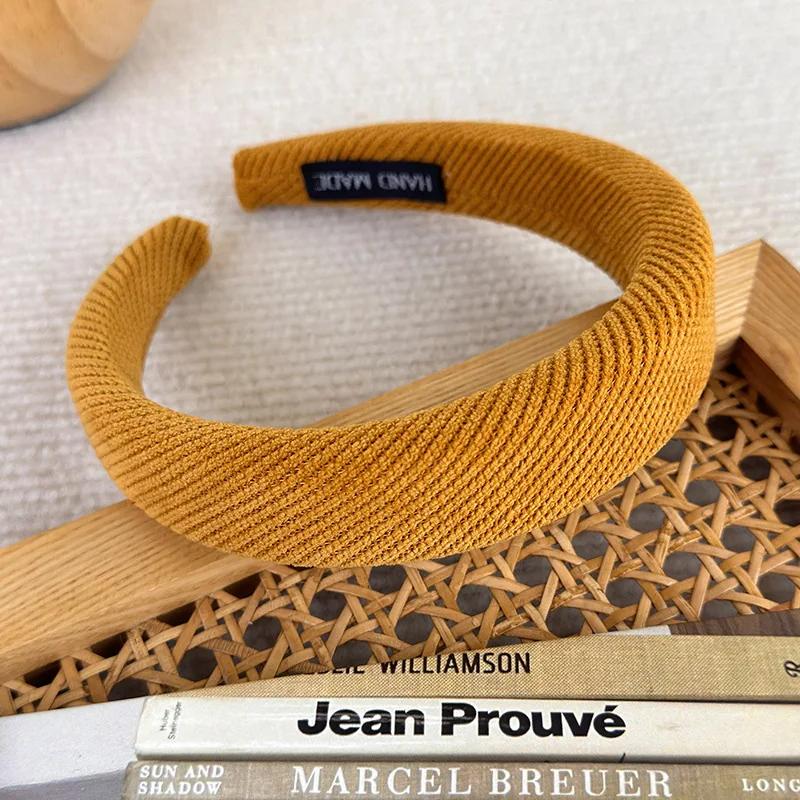 New Pumpkin Color Headband Velvet Sponge Wide Hair Band for Woman Girl Elegant  Hair Hoop Autumn/Winter Fashion Hair Accessories