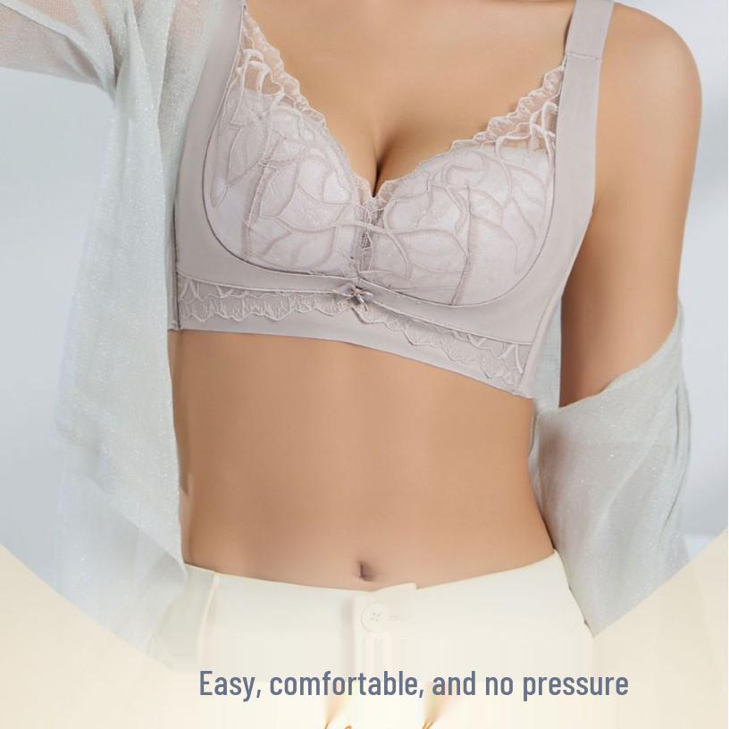 Women's Push-Up & Support Bra: Reduces Bust Appearance, Side Control, Adjustable Fit, Lace Floral Design, Comfortable Wide Straps