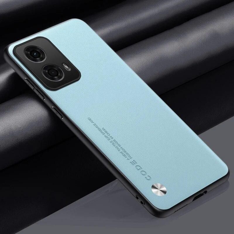Luxury Plain PU Leather Case For Motorola G24 Back Cover Matte Silicone Full Protection Phone Case For Motorola Moto G24 4G G84 G54