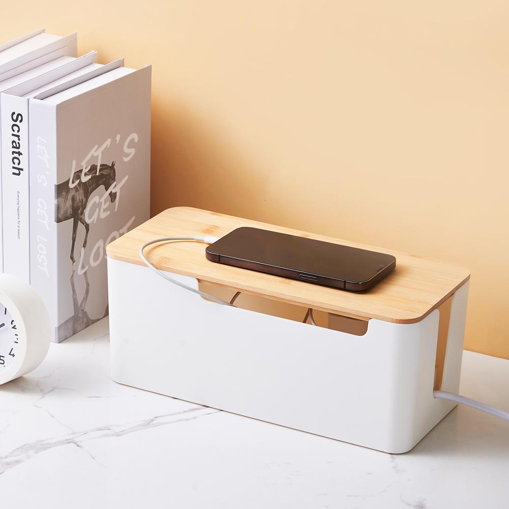 Plastic PP Cover Power Cord Storage Box Cable Management Box with 4 Exits Eco-Friendly Patch Board Storage Box