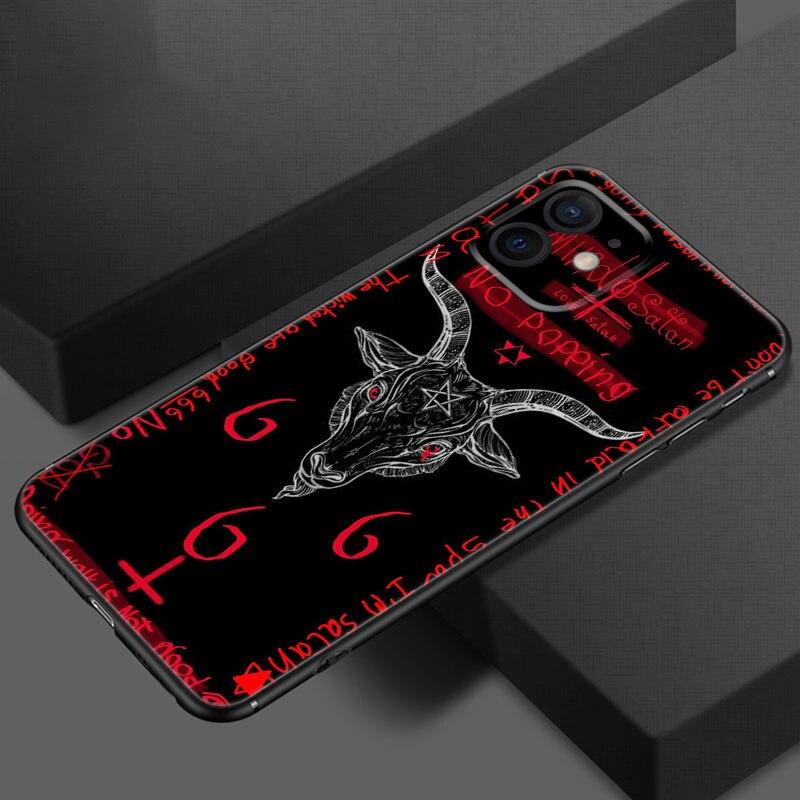 Satanic Scary Skull Phone Case For Apple iPhone 13 12 Mini 11 Pro XS Max X XR 8 7 6S 6 Plus SE 2020 5S 5 Soft TPU Black Cover