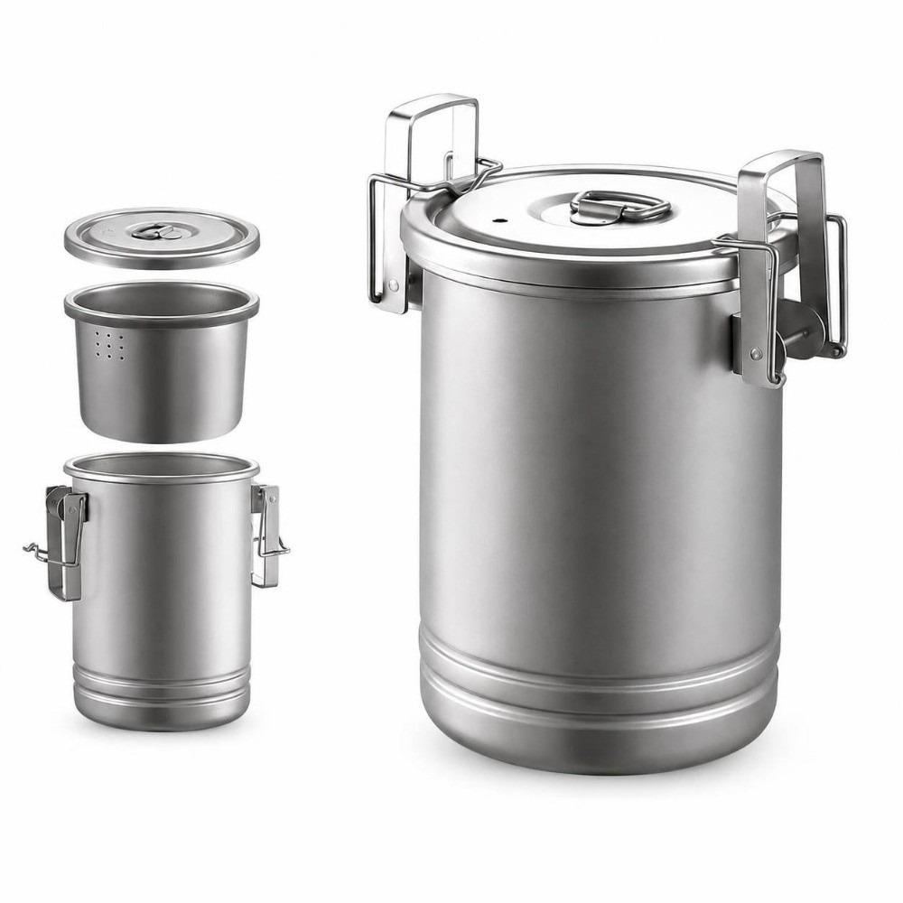 With Lid Outdoor Cooking Pot Steamer Function 304 Stainless Steel Canister  Hiking
