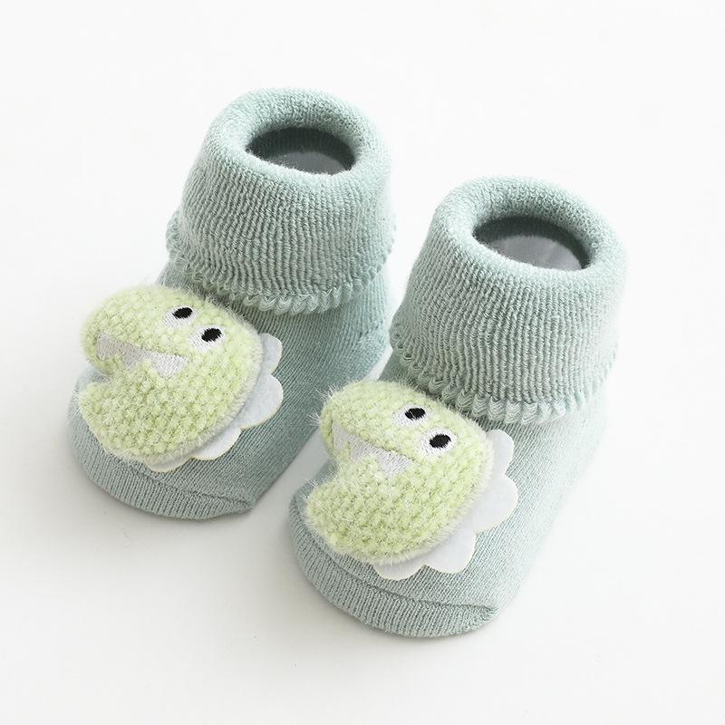 Warm Winter Terry Baby Socks: Cute Non-Slip Mid-Calf Cartoon Design