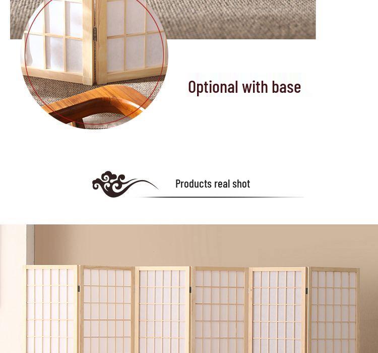 Solid Wood Japanese Folding Screen - Modern Lattice Design for Living Room, Office, or Entrance Hall