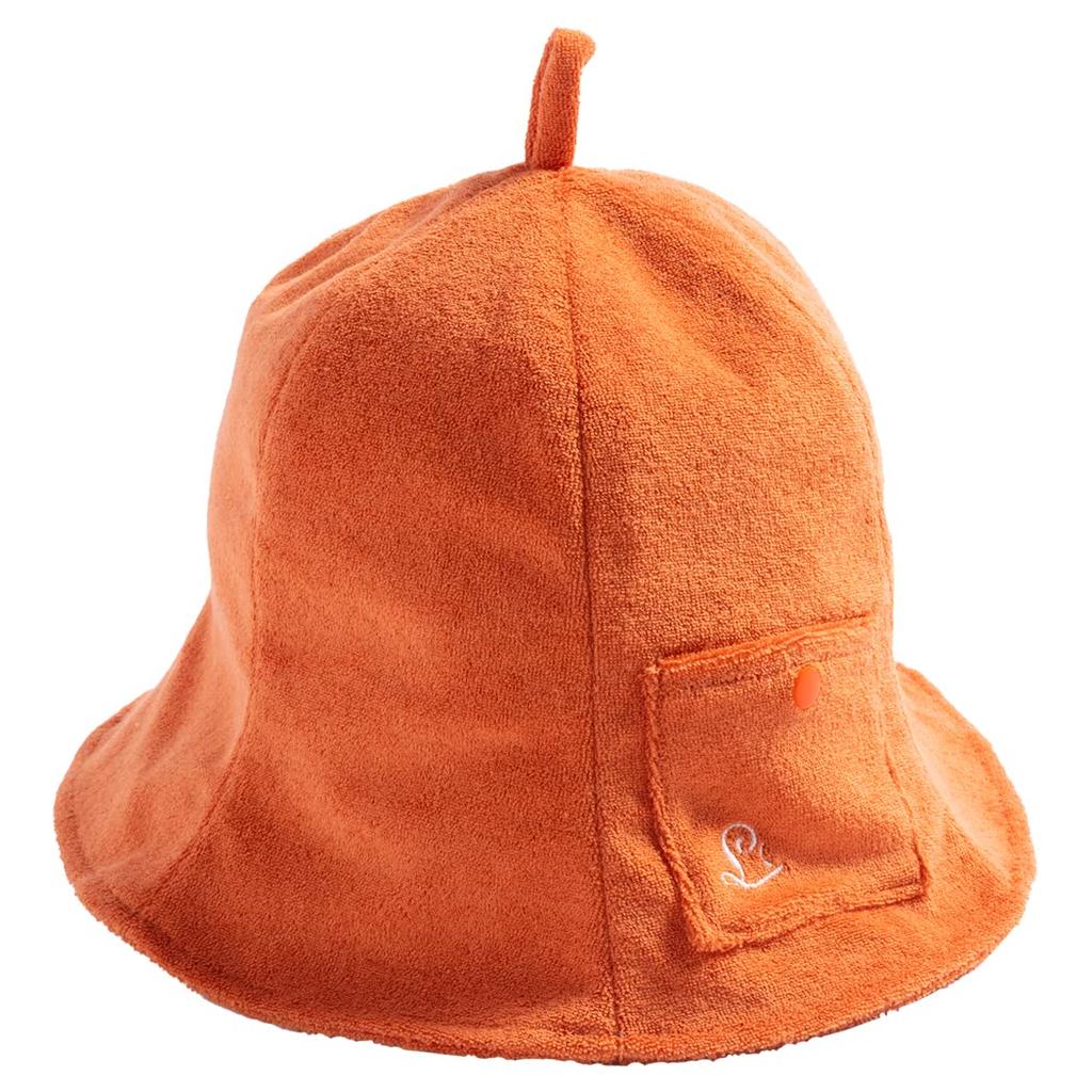 Sauna Hat Plain Simple Towel Fabric Pile Sauna Cap with Pocket Sauna Goods Washable Outdoor [Loo&c] Women's Men's [L-Orange]