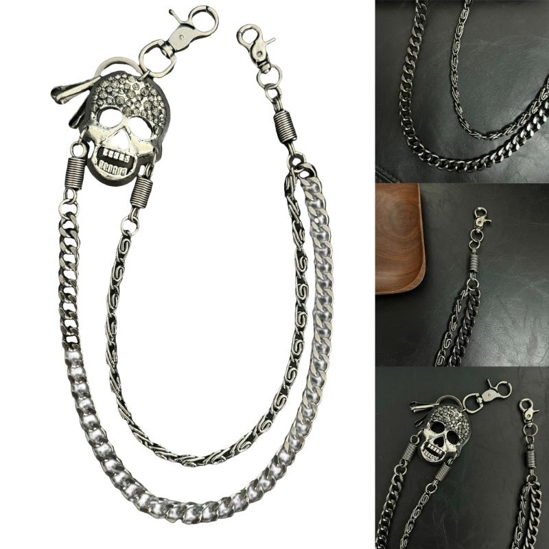 Unisex Strapazierfähige Punk-Hüftketten Accessoire für Hosen und Jeans mit Karabinerhaken für Geldbörsen und Schlüssel