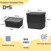 6Pcs Plastic Storage Baskets with Lid Handle Design Large Capacity Stackable Storage Container Organizer Bins