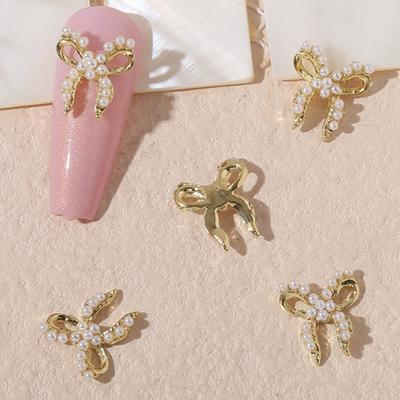 20Pcs Nail Decoration Shiny Visual Effect Show Unique Charm Alloy Excellent Bow-knot Ornament Manicure Nails Accessories for Salon