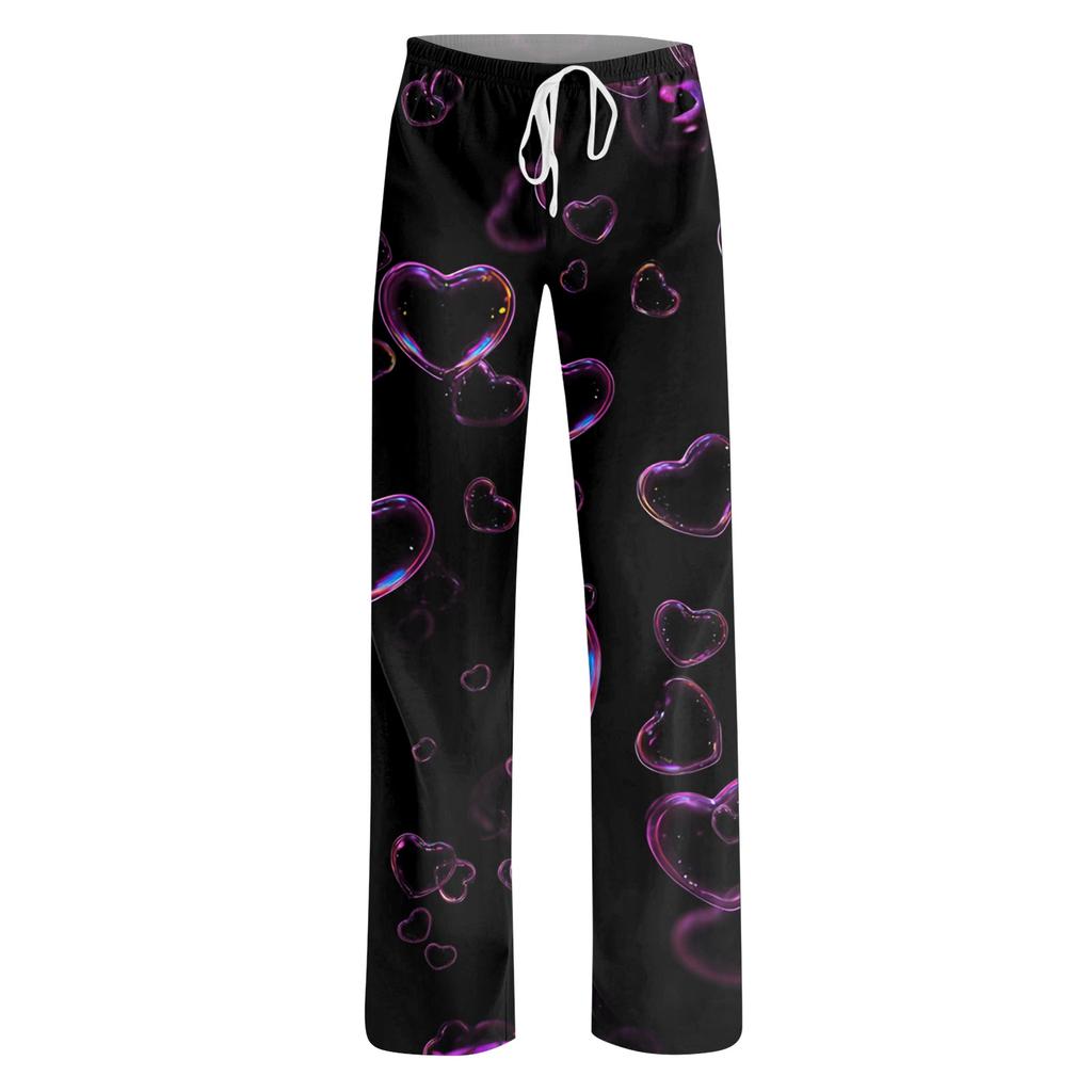 Women's Valentine's Day Heart,themed Casual Milk Silk Fleece Pants, Sleep Pants, Home Pants