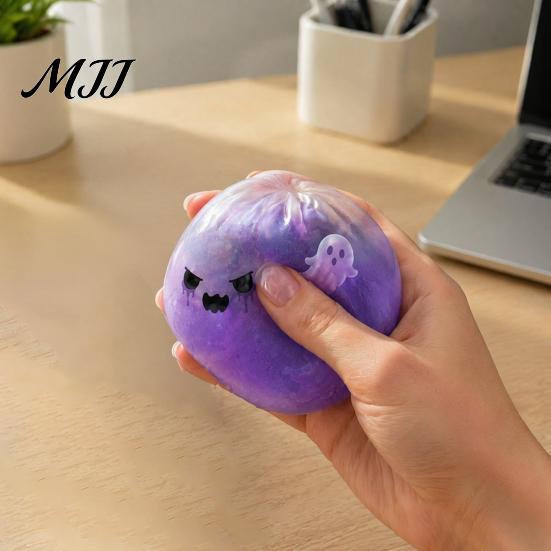Halloween Party Favors 1/2/3Pcs Purple Ghost Dumpling Squeeze Toy, Steamed Bun Clear Toy Stress Relief Ball Fidget Toys