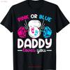 Weightlifting Gender Reveal Pink or Blue Daddy Loves You T Shirt  Vintage Washed Homme Top For Everyday Wear Streetwear Fashion