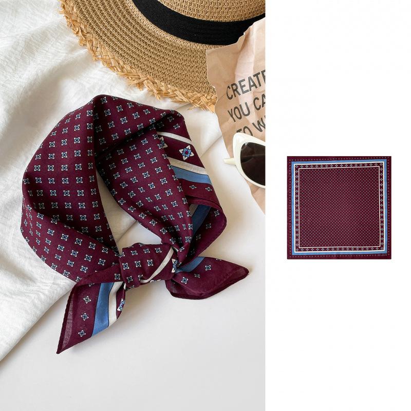 Atmosphere Cotton Silk Scarf Small Floral Square Scarf Headscarf High Sense Versatile Cotton And Linen Printed Square Scarf Silk Scarf Women