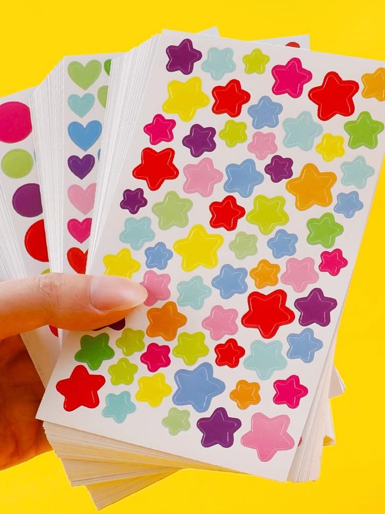 6pcs/12pcs/18pcs Children Stationery Random Color Star Stickers, Handmade DIY Photo Album Decoration Accessories Planner Sticker Back To School