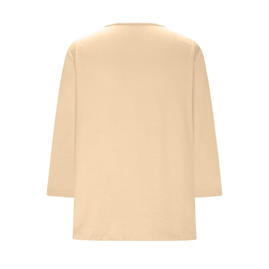 Women's T-shirt Solid Color V Neck 3/4 Sleeve Top