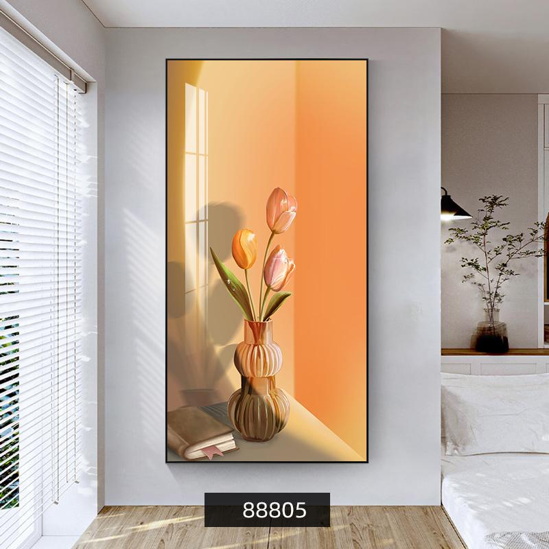 Nordic Chic Bílá Žlutá Květinové Plátno Malba Slunečnice Plakáty a Tisky Váza s Tulipány Nástěnné Umění pro Verandu Pokoj Nástěnná Dekorace