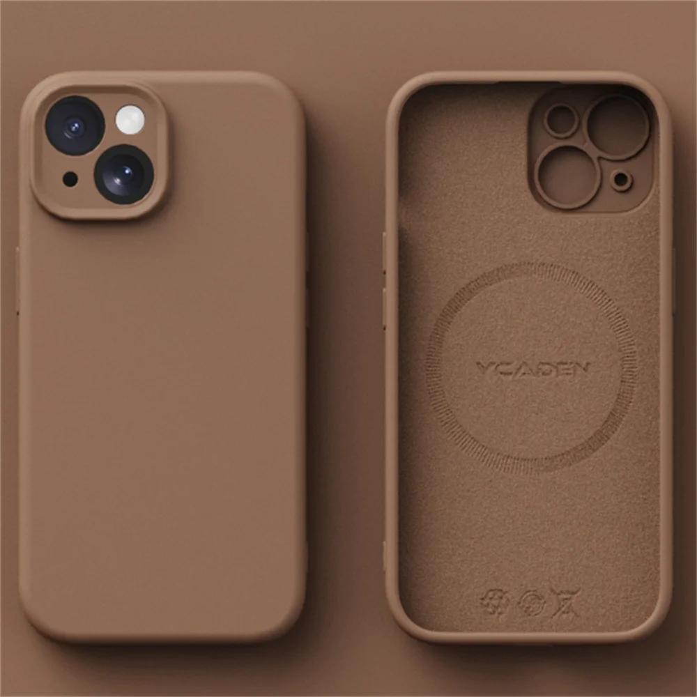 

Liquid Silicone Case for iPhone 16 ProMax 15 Pro 14Pro Max 13 12 11 Magnetic wireless charging Soft Skin Smooth Cover Bumper For iPhone 12