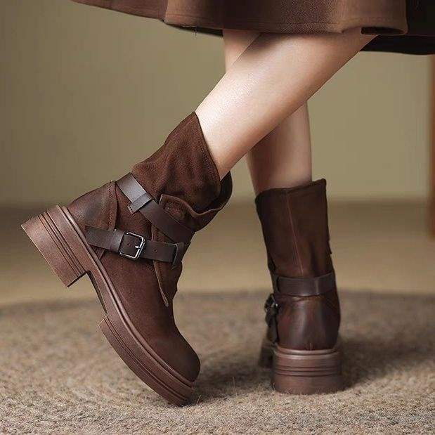 Autumn new Martin boots platform tide shoes 2025 versatile outer wear non-slip short tube fashion boots tide