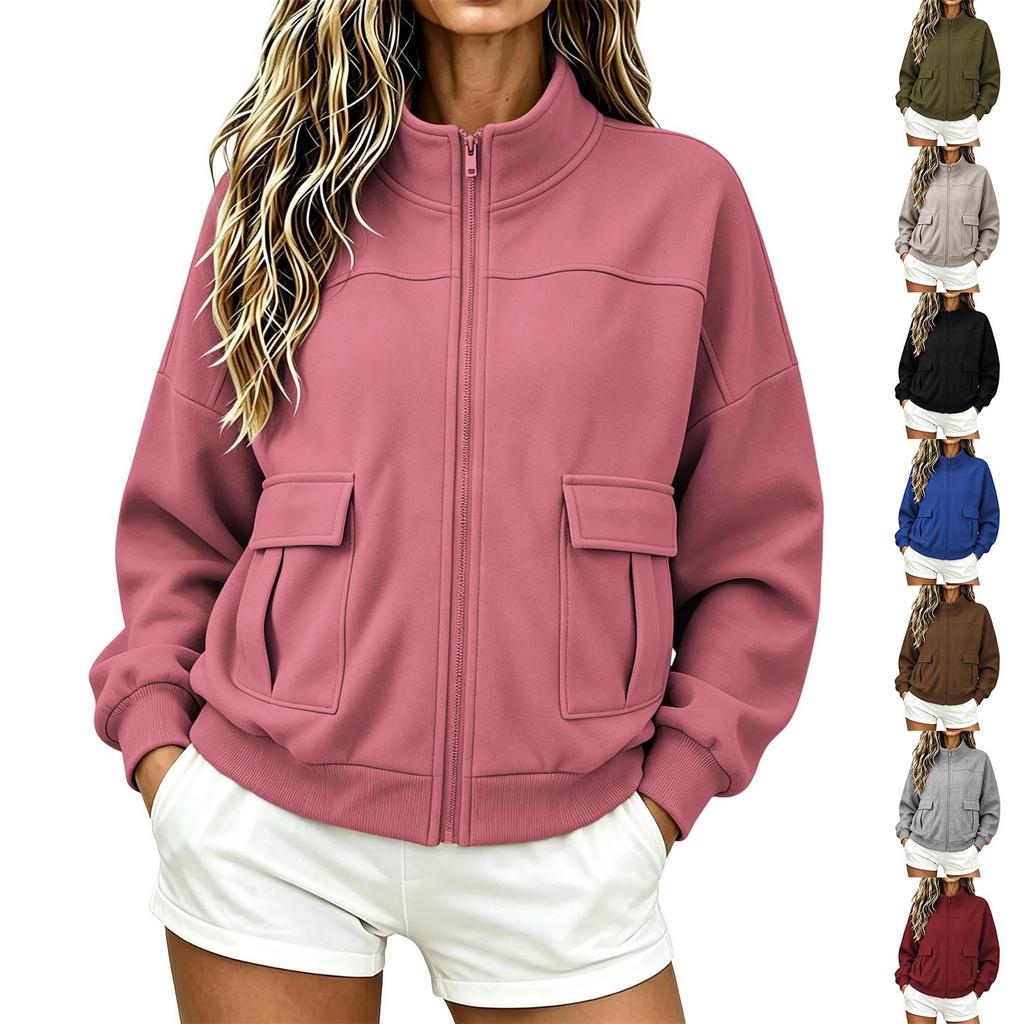Women's Casual Long Sleeve Stand Collar Jacket