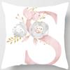 White Pink Alphabet Pillowcase Letter A-Z Flower Pillow Cover Sofa Cushion Cover Home Decor Pillow Cover