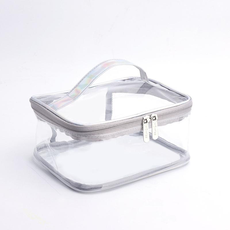 

Сумка-органайзер для макіяжу, двошарова сітчаста косметичка великої місткості, дорожні аксесуари, мода single layer silver