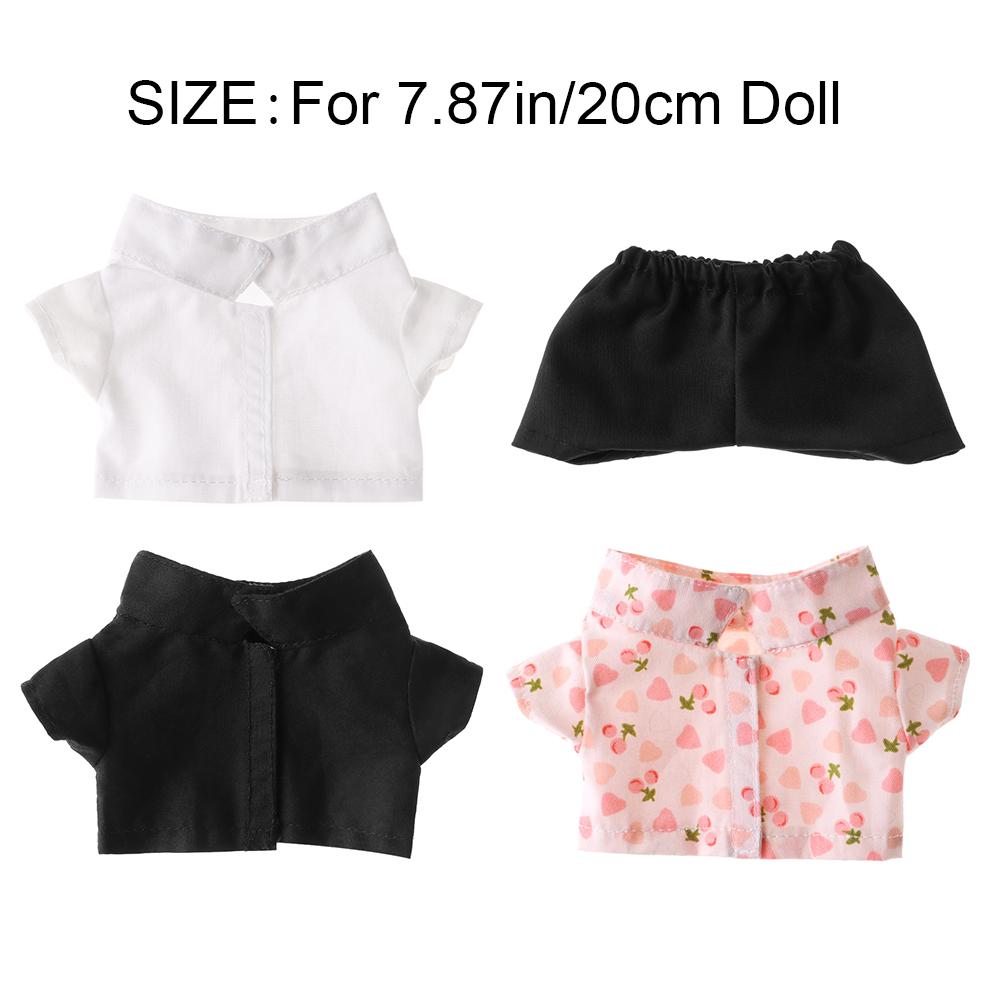 20CM Doll Shirt Pants Black/White/Flower Pattern Cute Mini Collar Coat Fashion Cotton Doll Clothes American Doll Accessories
